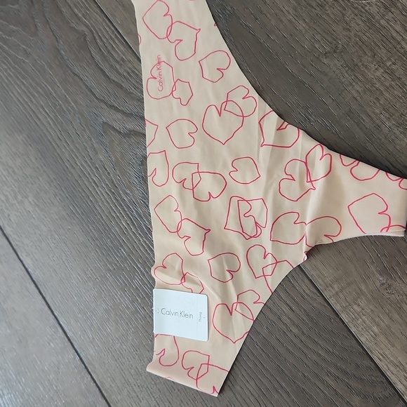 Calvin Klein Panty Sheer Marquisette Heart Beige Strappy String Thong Tanga - Picture 1 of 4